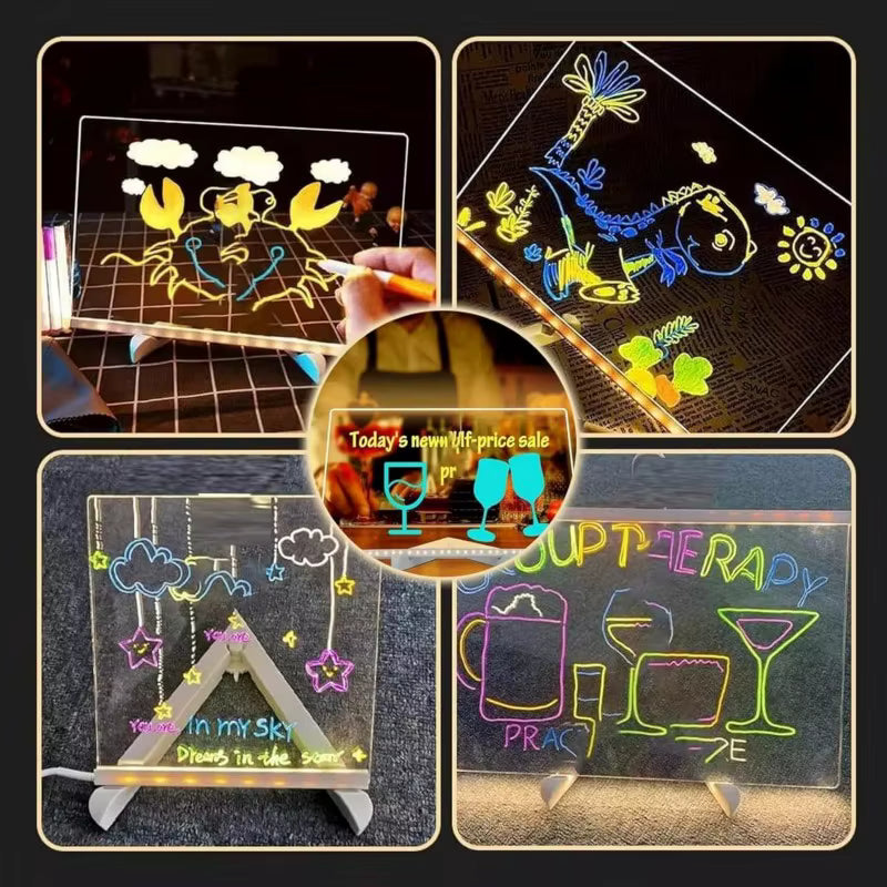LED Acrylic Drawing Board – Glow Writing & Message Night Light for Kids