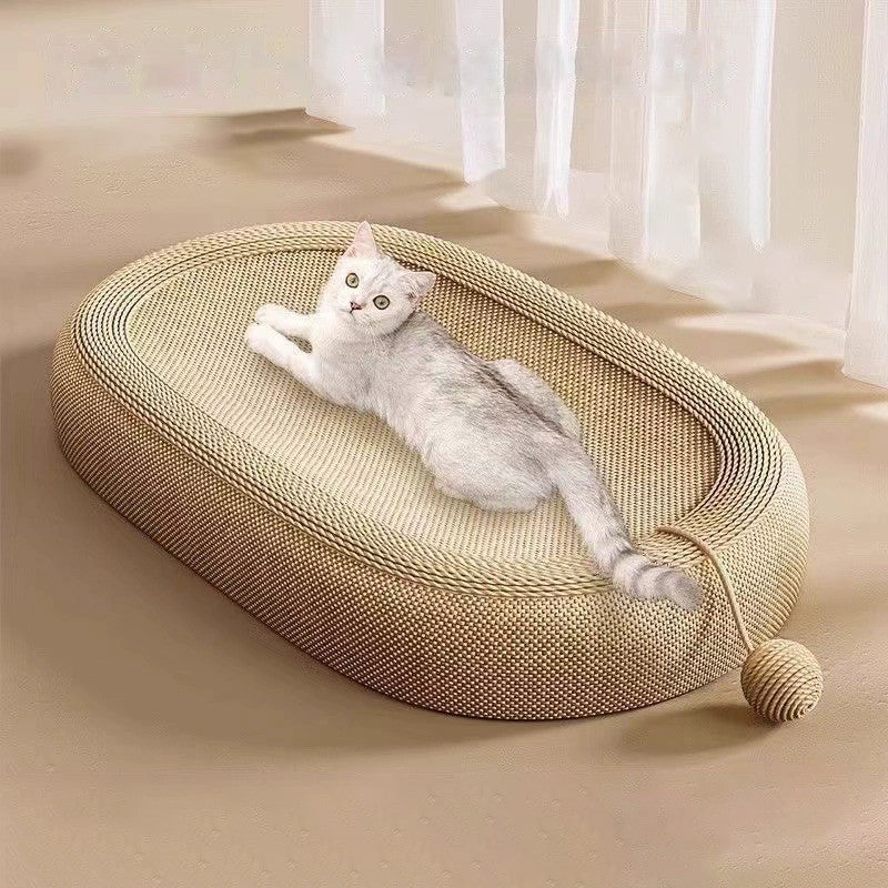 Oval Cat Scratcher Board Bed Kitten Scratching Pad Bowl Nest Activity Center