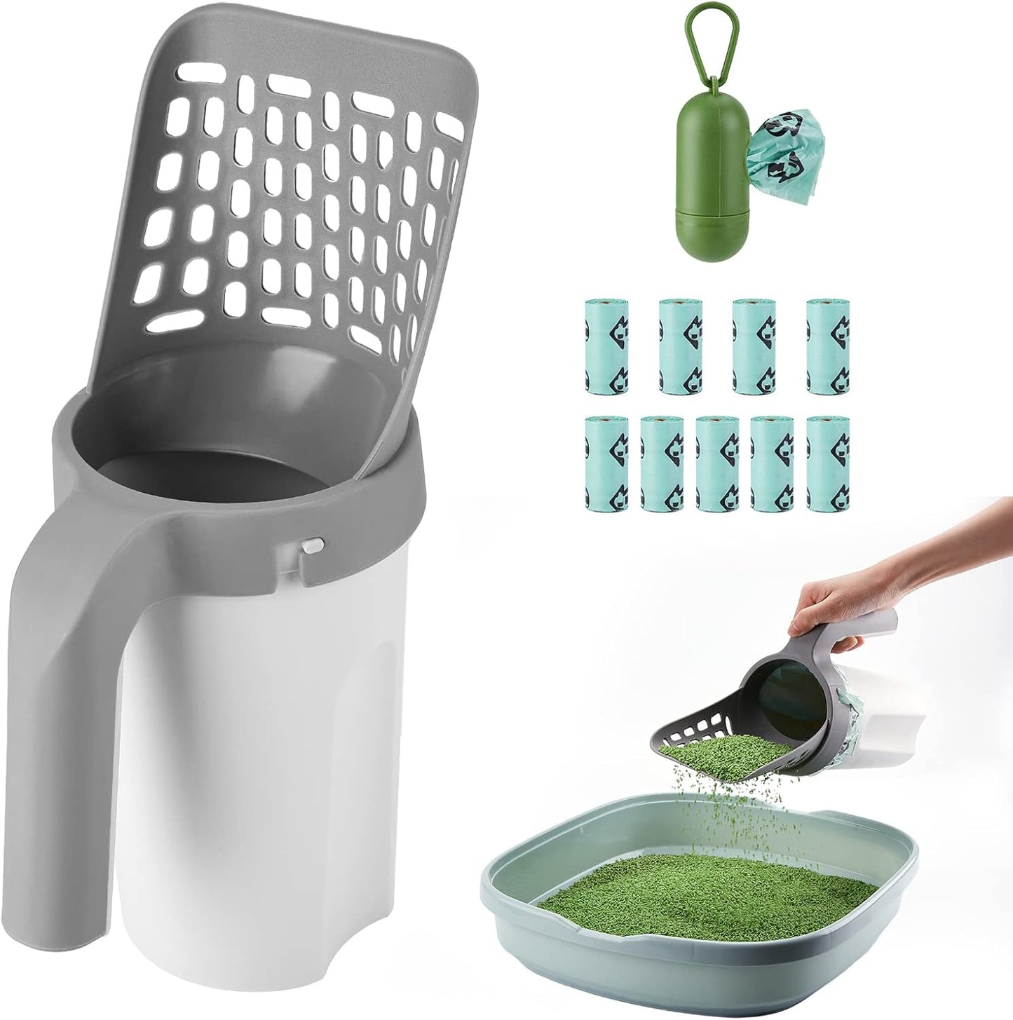 PawClean™ 2-in-1 Cat Litter Scoop With Built-In Waste Storage System
