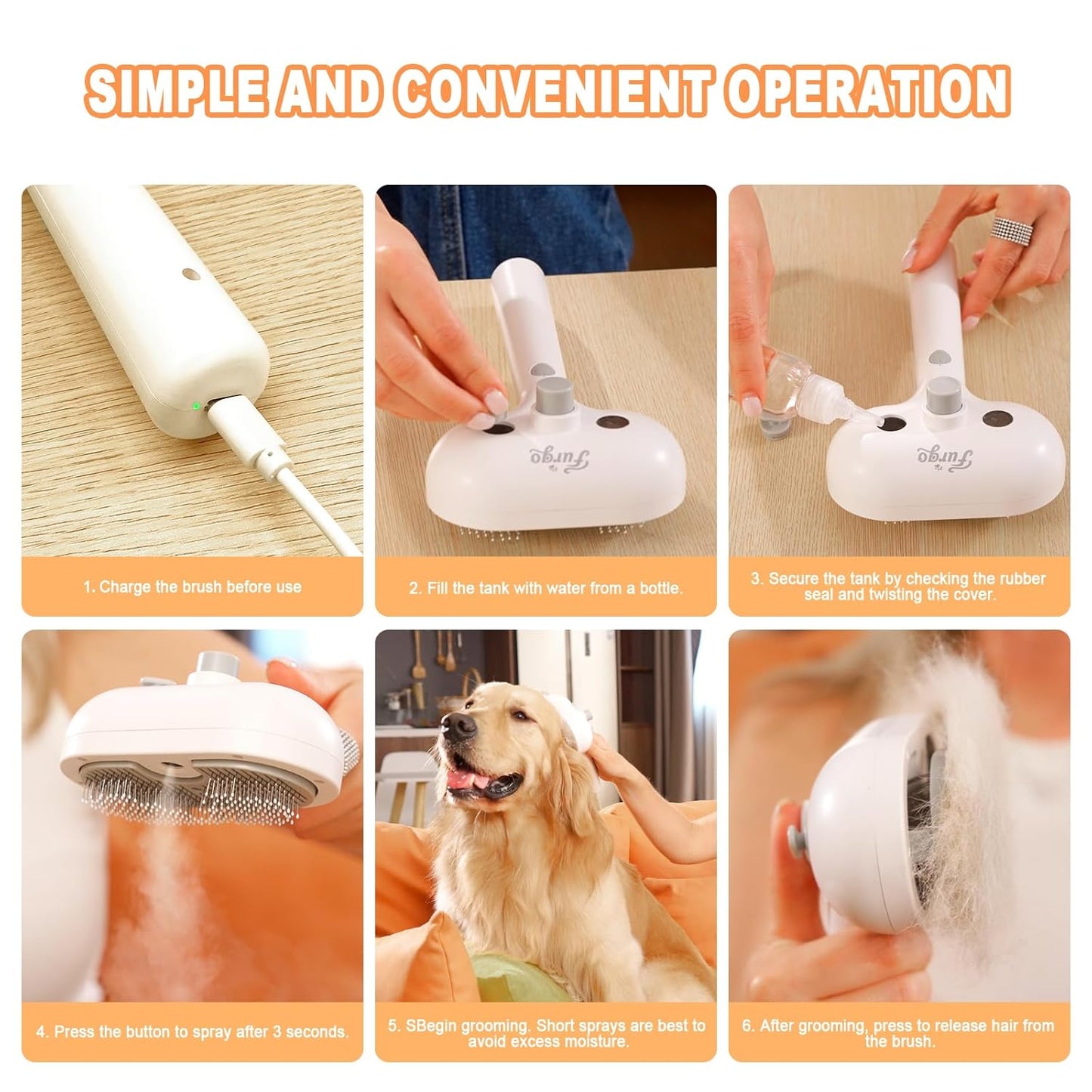 3-in-1 SteamPaw™ Grooming & Shedding Brush