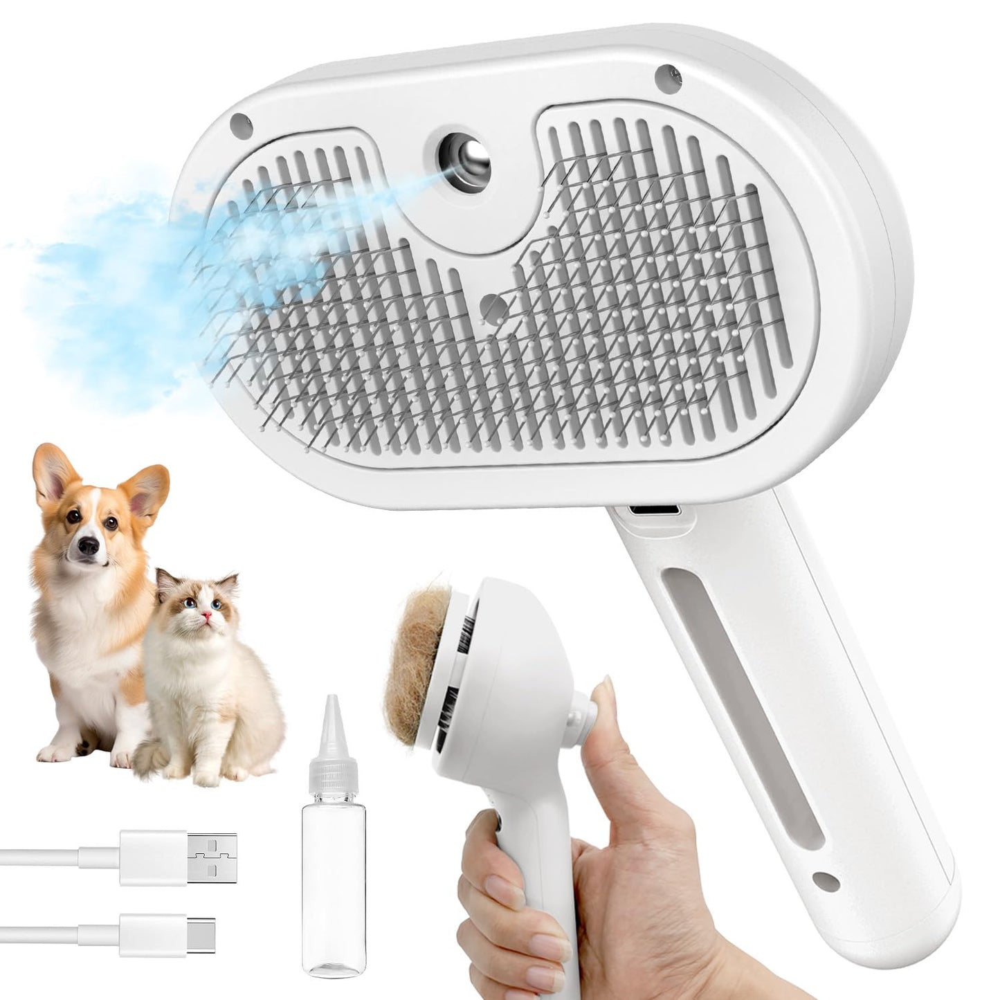 3-in-1 Self-Cleaning Steam Pet Brush The Effortless Way to Reduce Shedding & Keep Your Pet’s Coat Healthy