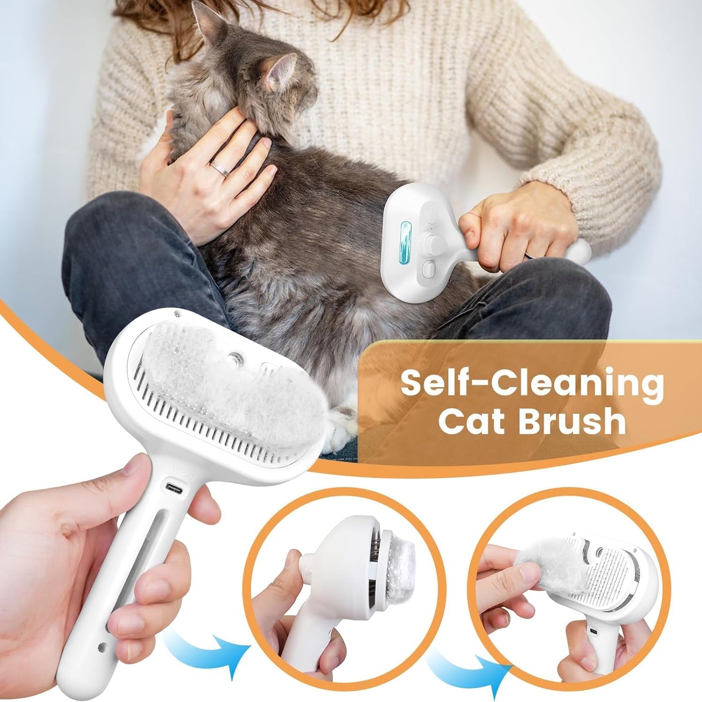 3-in-1 Self-Cleaning Steam Pet Brush The Effortless Way to Reduce Shedding & Keep Your Pet’s Coat Healthy