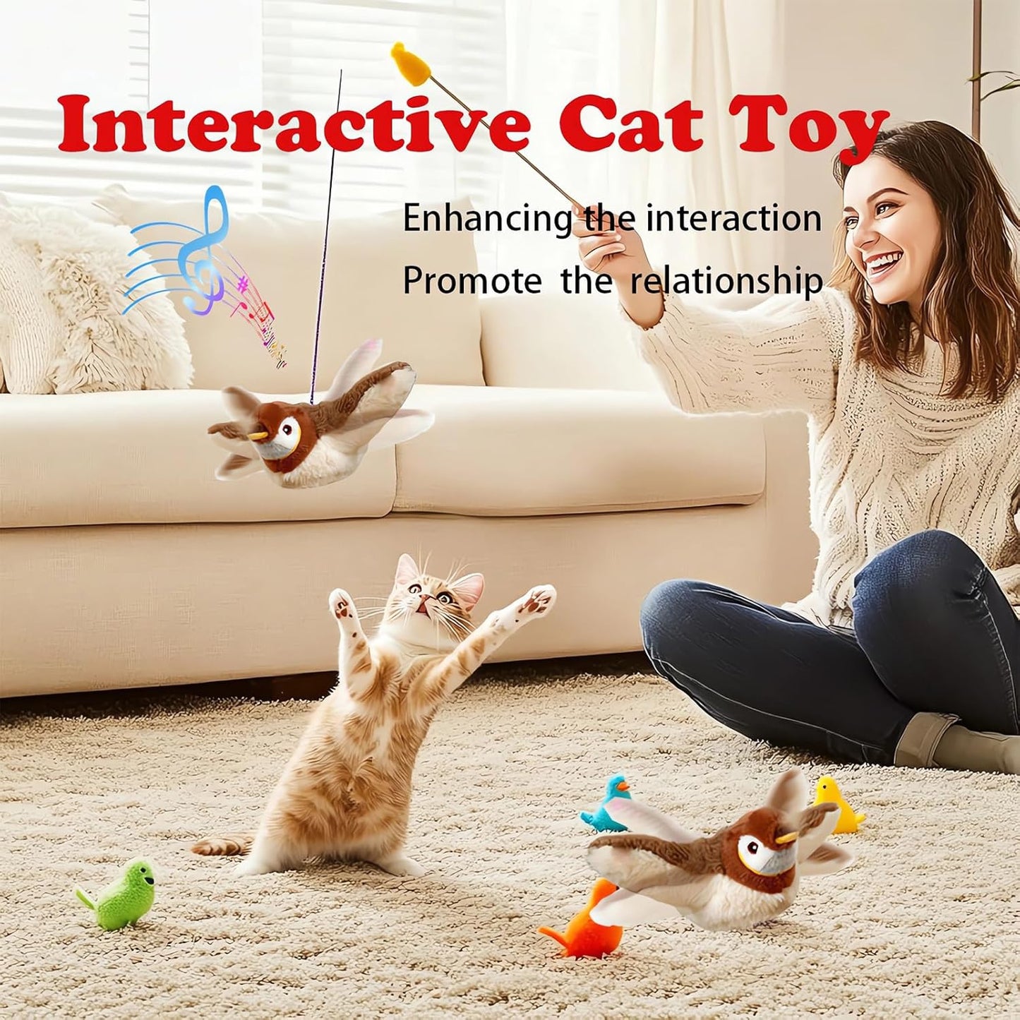 Keep Your Cat Active, Entertained & Out of Trouble — The Interactive Flying Bird Toy They Can’t Resist...Interactive Cat Toys, Bird