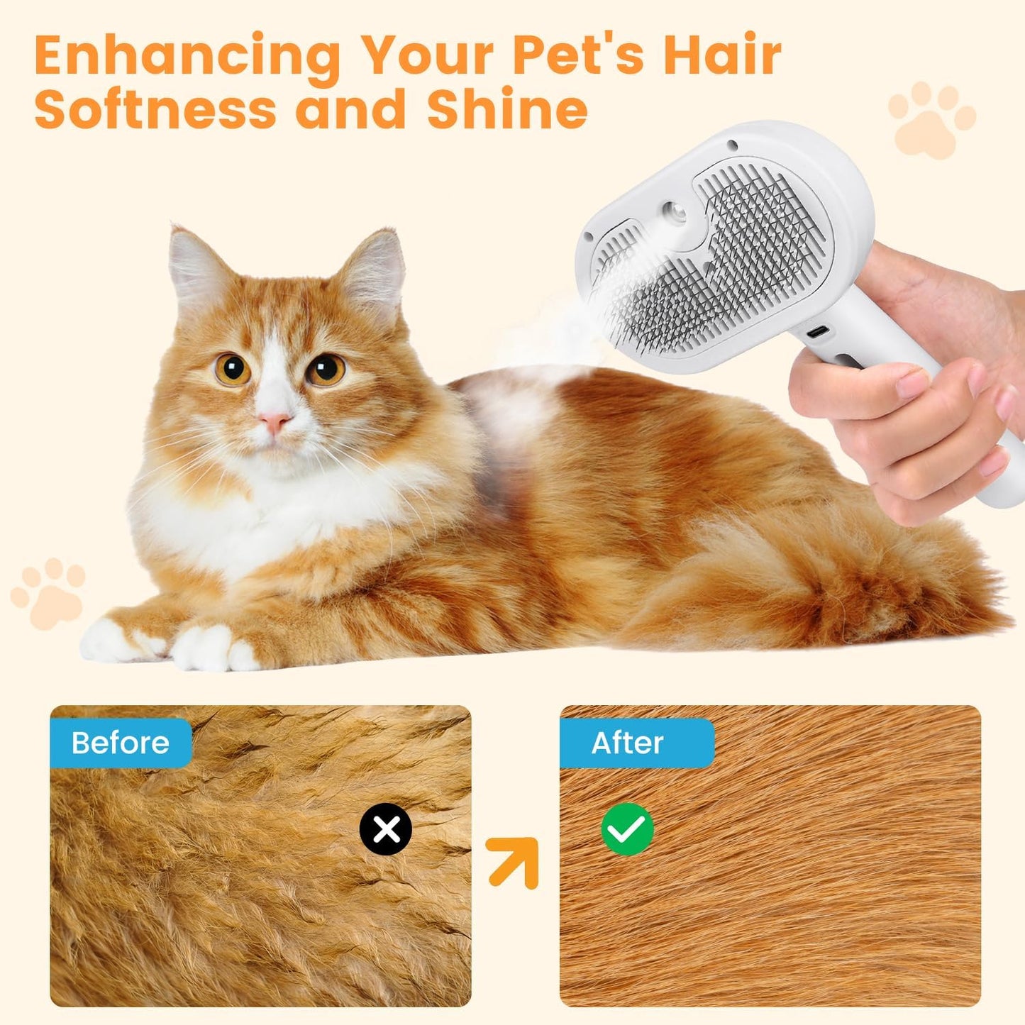 3-in-1 SteamPaw™ Grooming & Shedding Brush