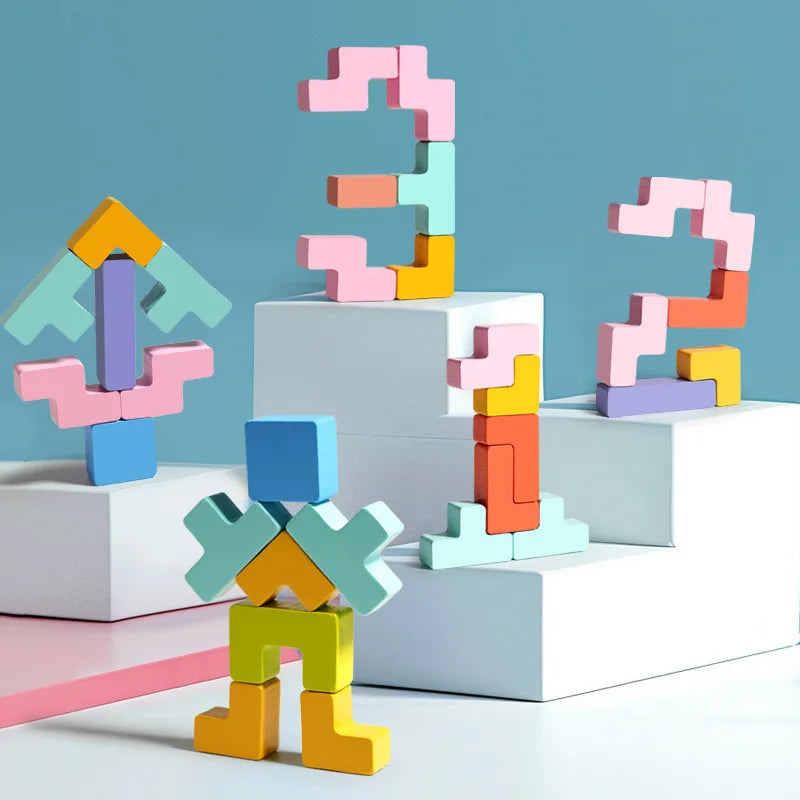 3D Wooden Puzzle Blocks™ – Montessori Logic & Problem-Solving Toy