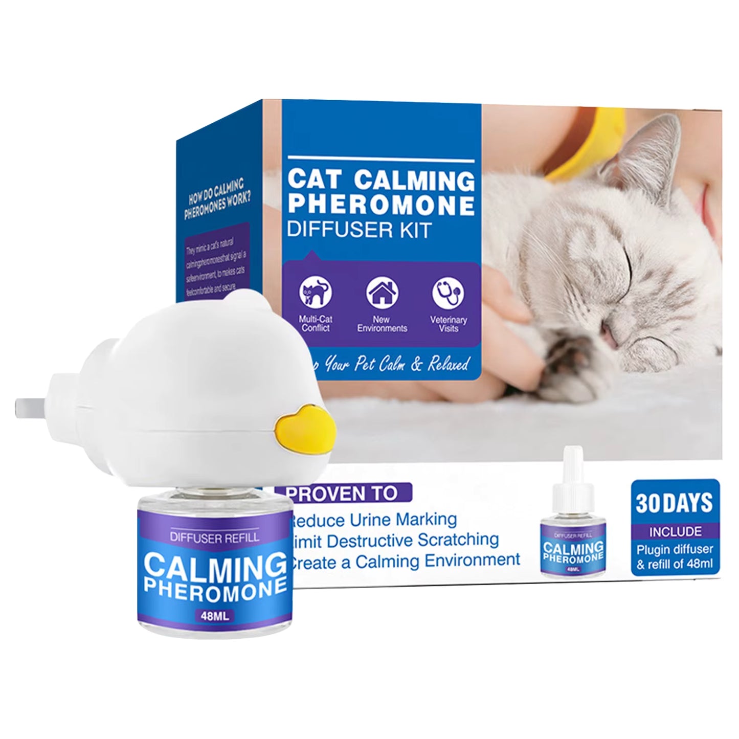 Stop Pet Anxiety Fast | Calming Pheromone Diffuser for Cats &Dogs