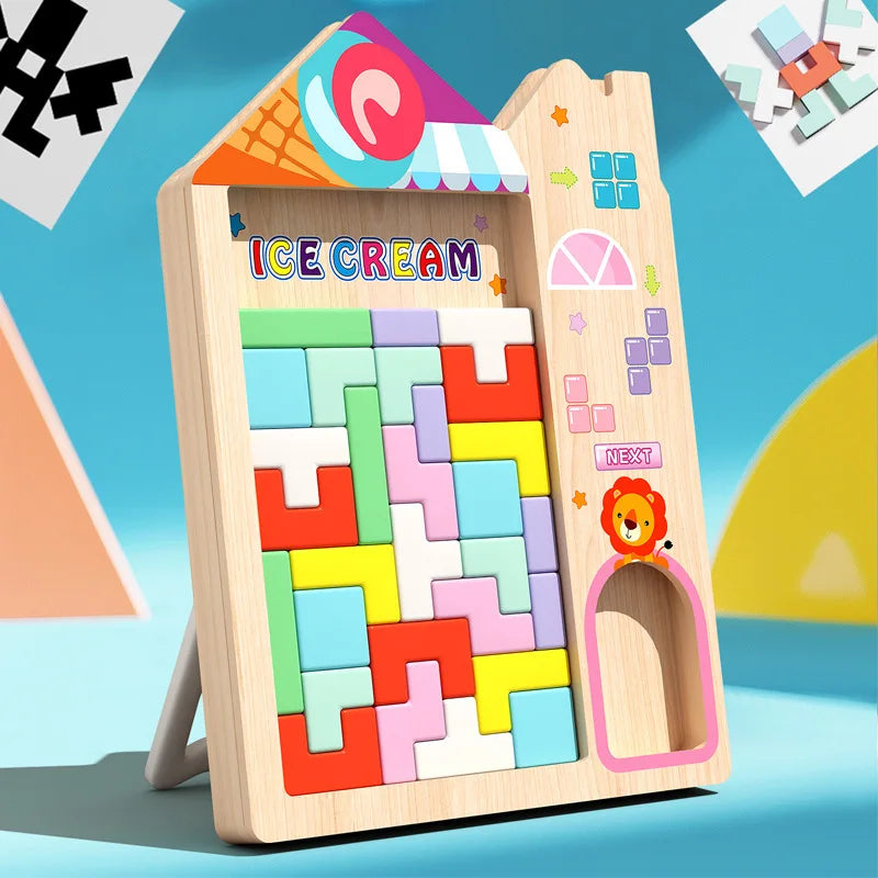3D Wooden Puzzle Blocks™ – Montessori Logic & Problem-Solving Toy