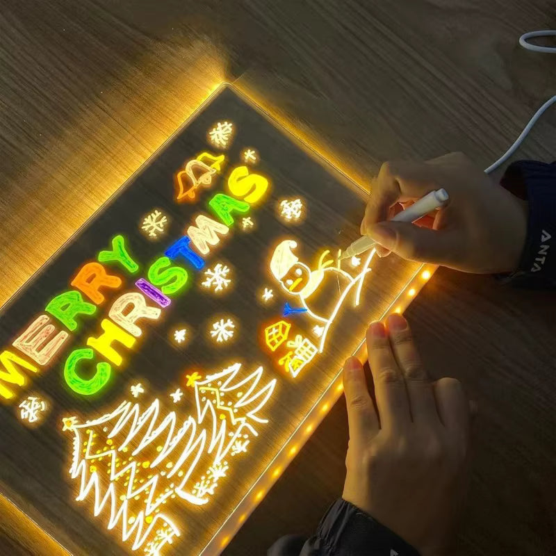 LED Acrylic Drawing Board – Glow Writing &amp; Message Night Light for Kids