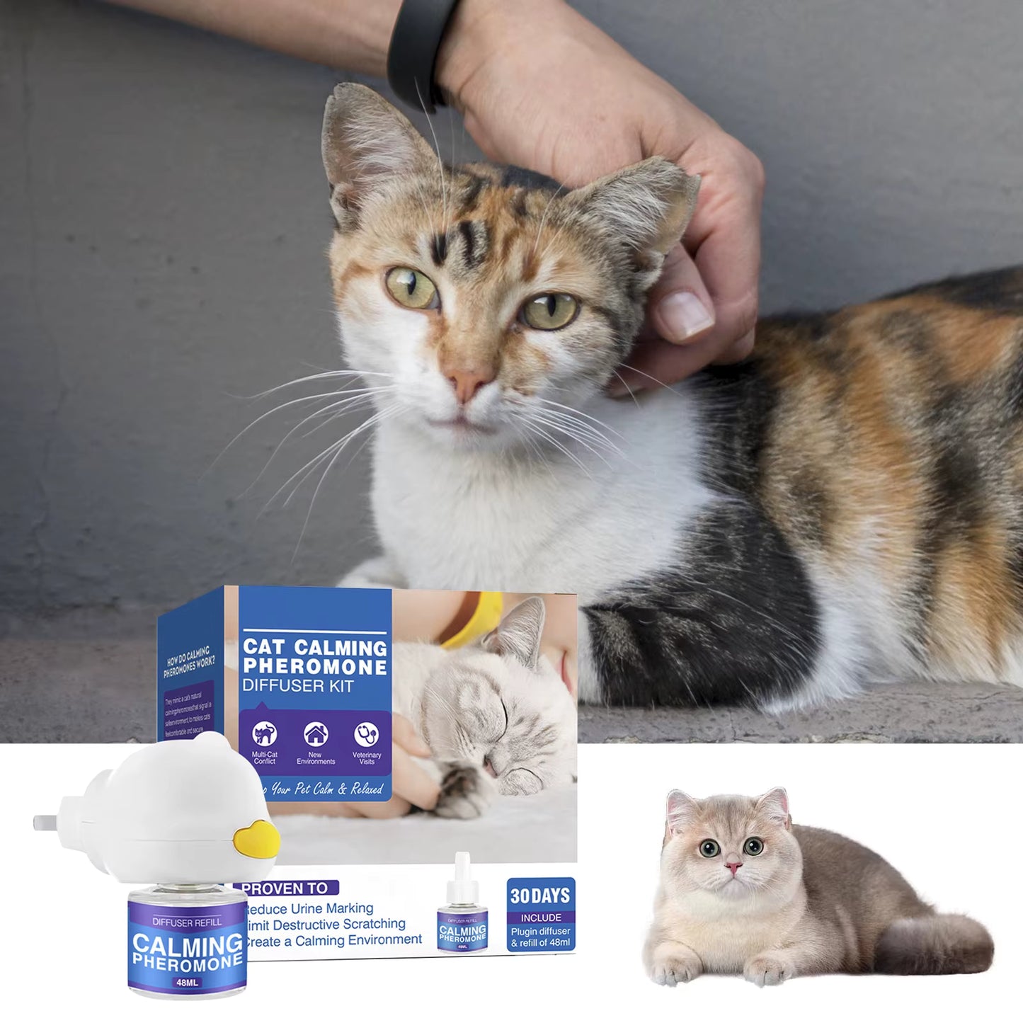 Stop Pet Anxiety Fast | Calming Pheromone Diffuser for Cats &Dogs