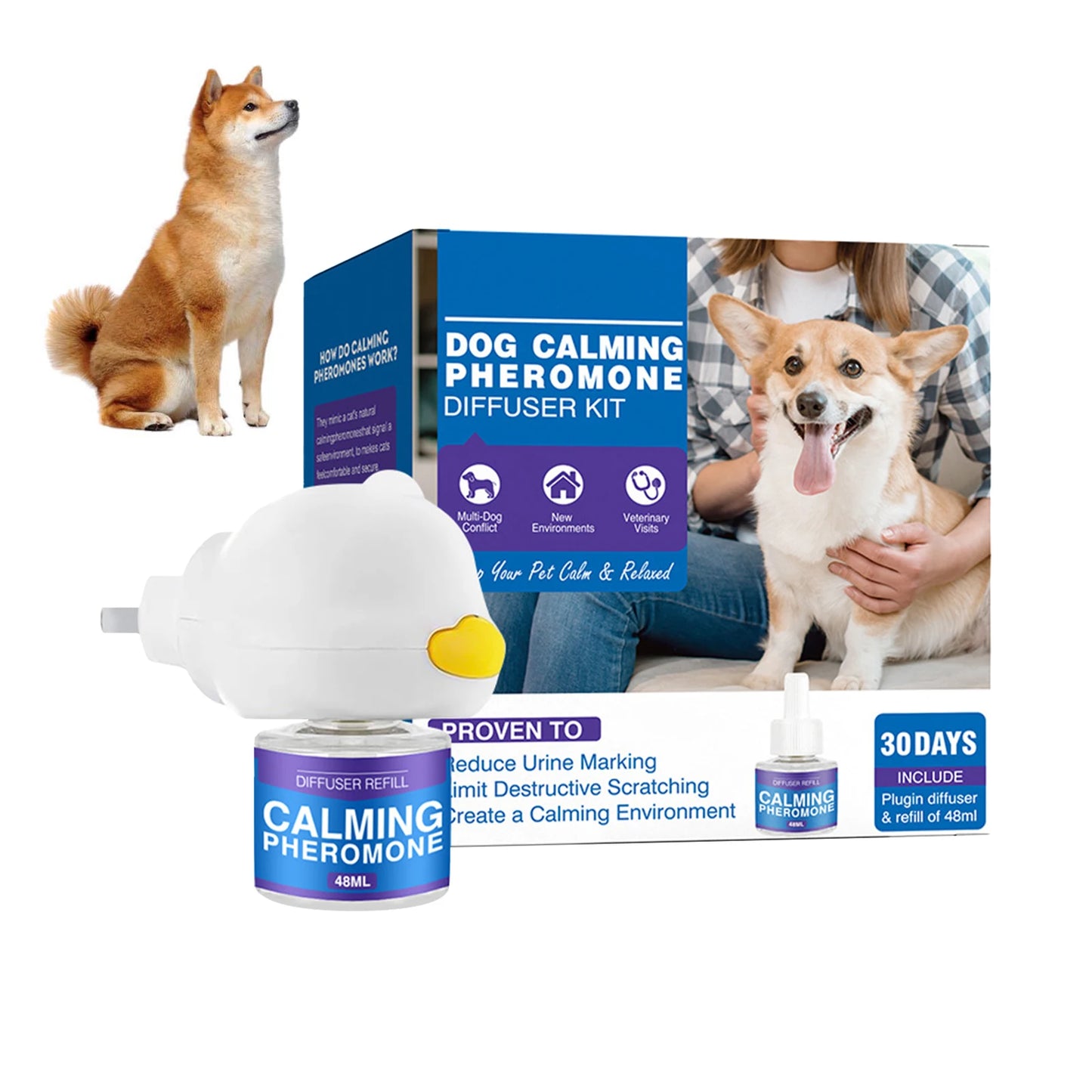 48ml Cat/Dog Calming Diffuser Enhanced Calming Pheromones Diffuser For Keeping Cats Safe Happy American Standard Flat Plug