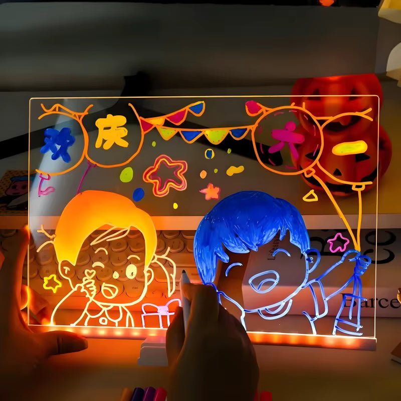 LED Acrylic Drawing Board – Glow Writing &amp; Message Night Light for Kids