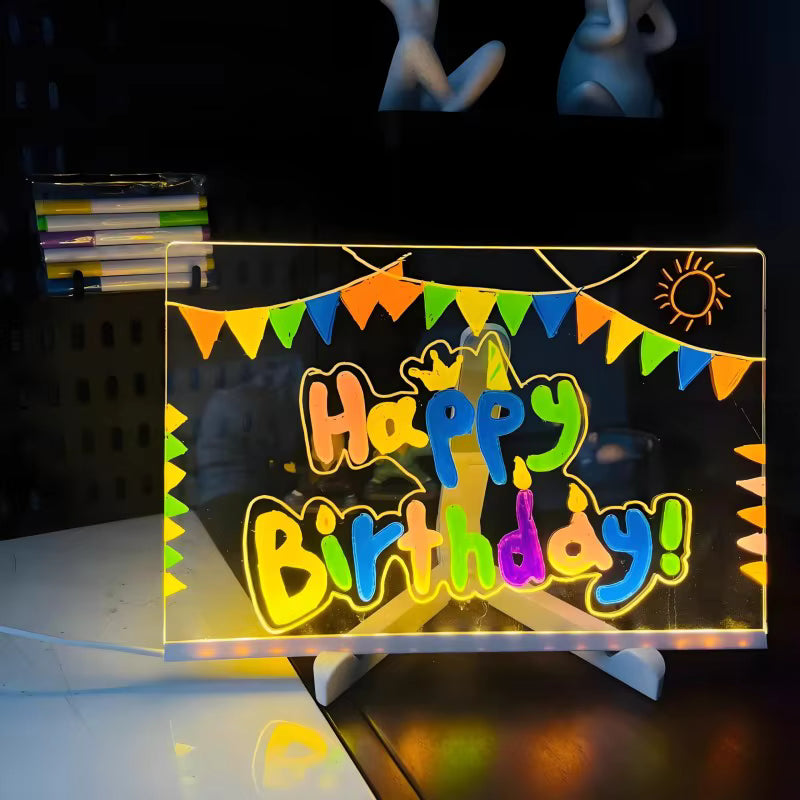 LED Acrylic Drawing Board – Glow Writing &amp; Message Night Light for Kids