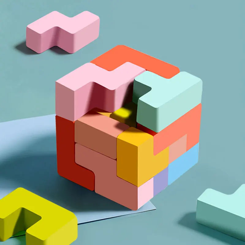 3D Wooden Puzzle Blocks™ – Montessori Logic & Problem-Solving Toy