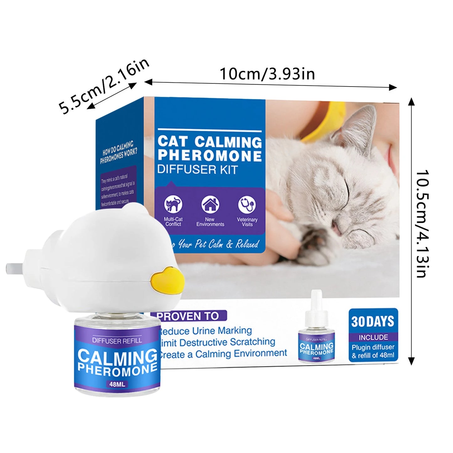 48ml Cat/Dog Calming Diffuser Enhanced Calming Pheromones Diffuser For Keeping Cats Safe Happy American Standard Flat Plug