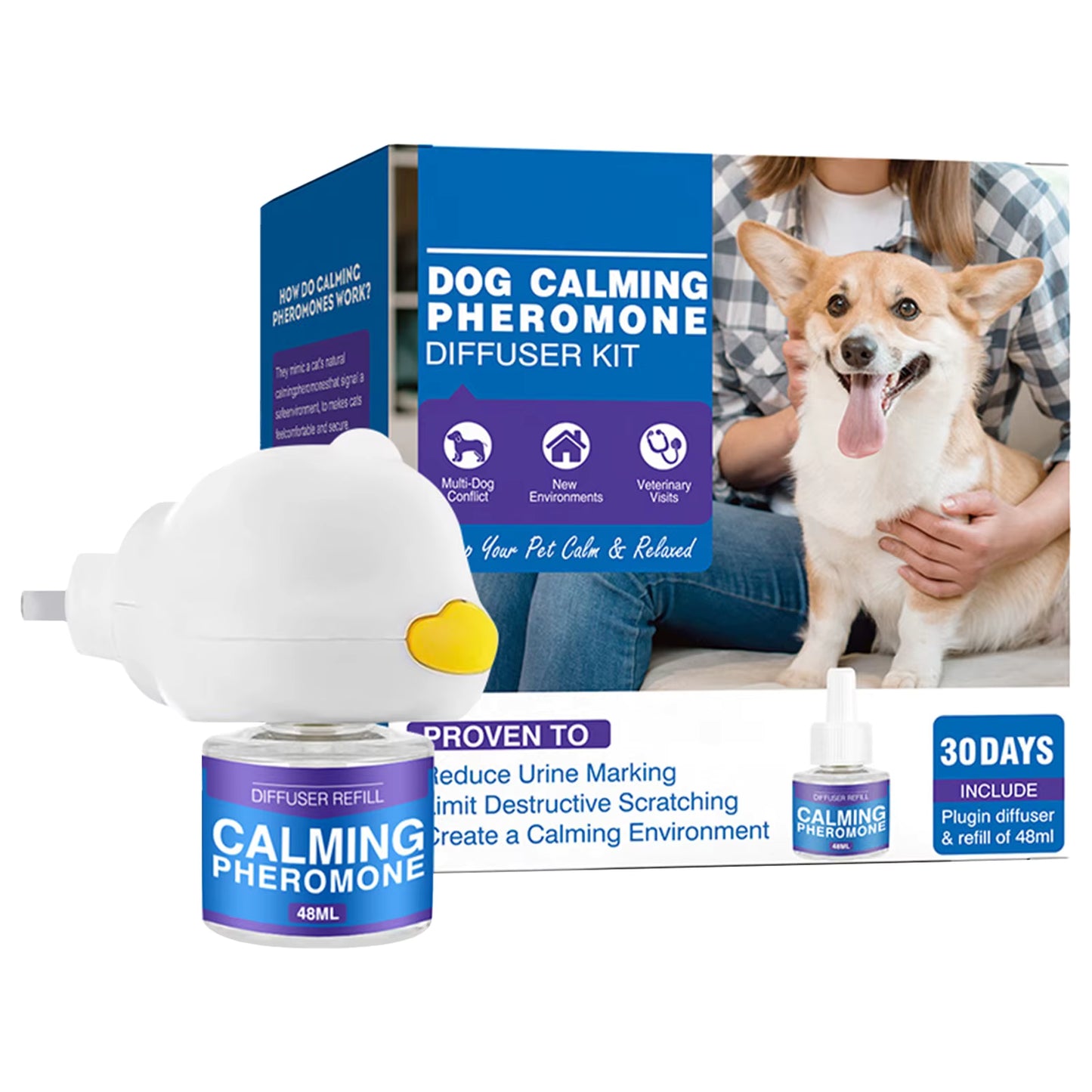 Stop Pet Anxiety Fast | Calming Pheromone Diffuser for Cats &Dogs